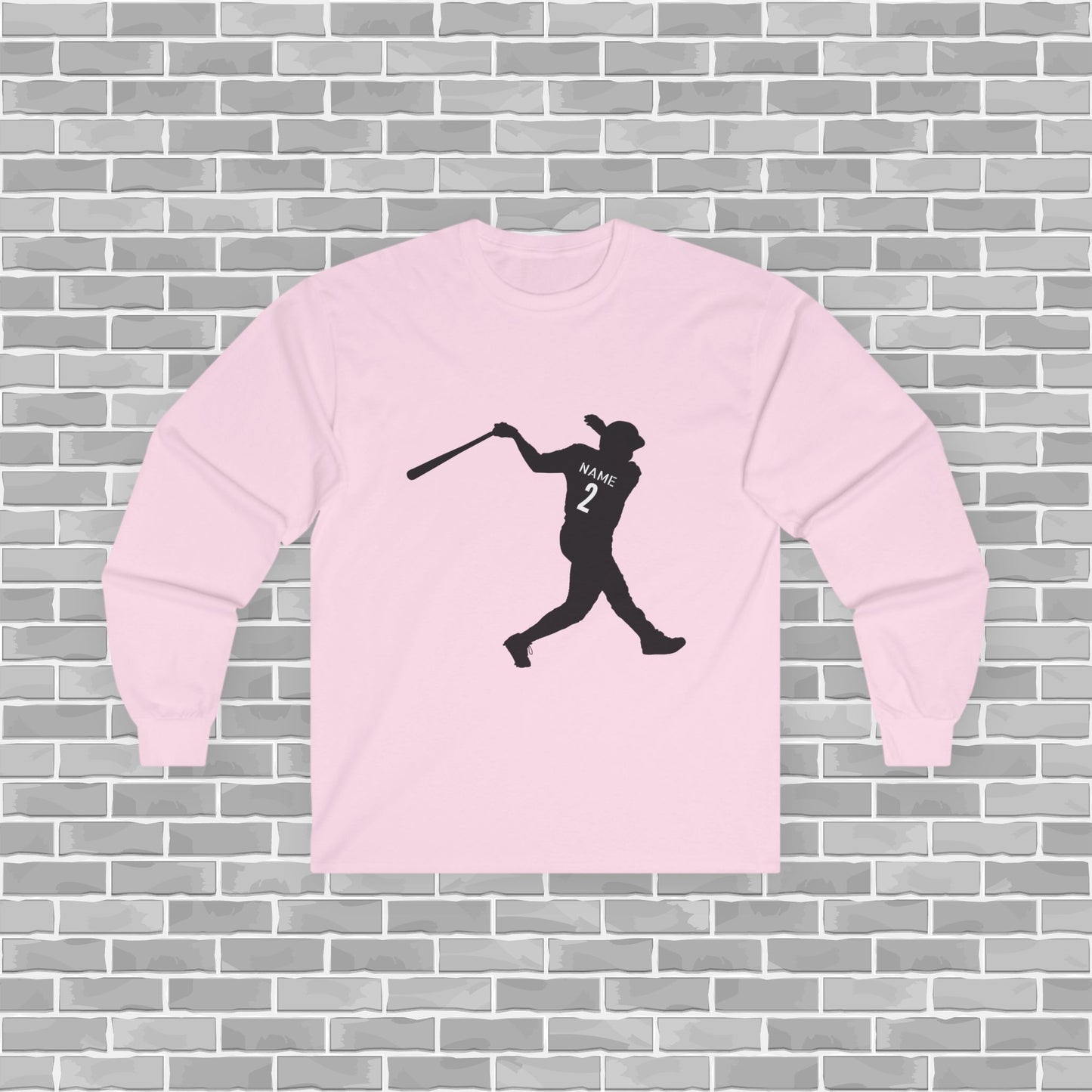 Baseball Player Adult Long Sleeve Tee (Customizable)