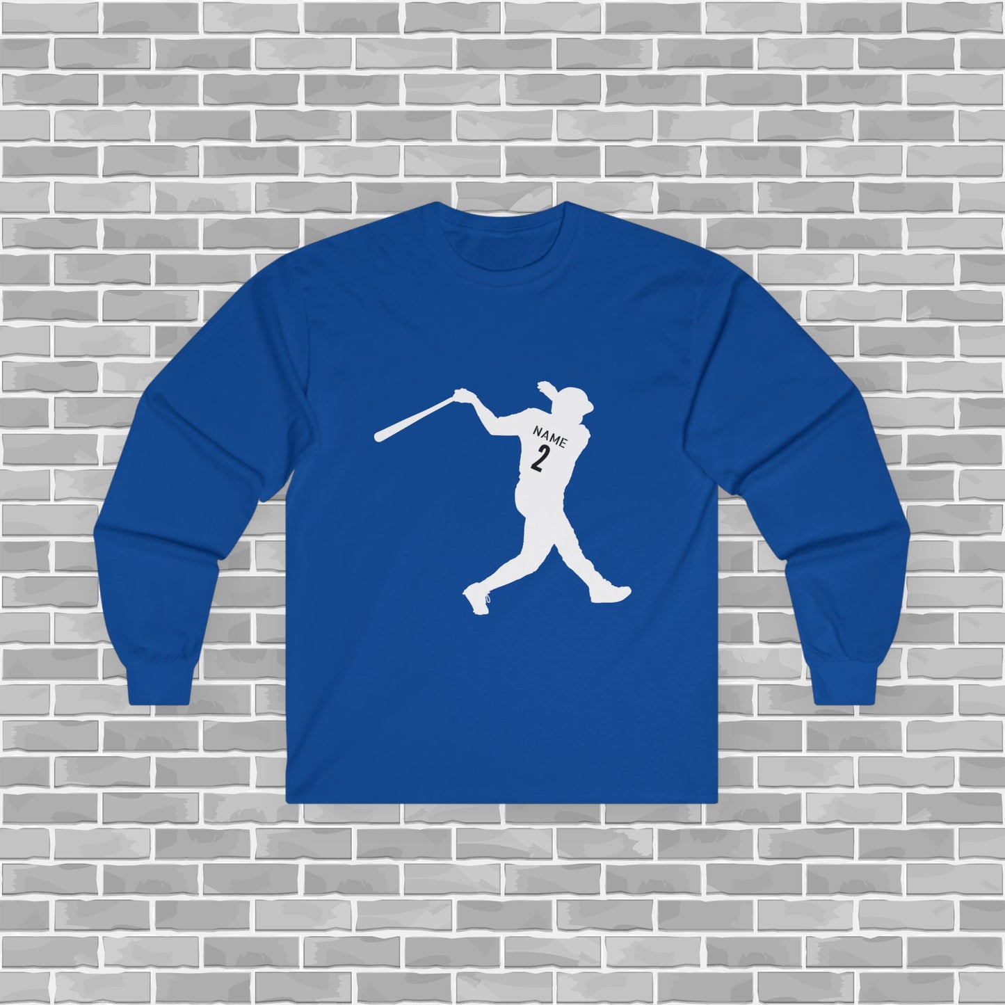 Baseball Player Adult Long Sleeve Tee (Customizable)
