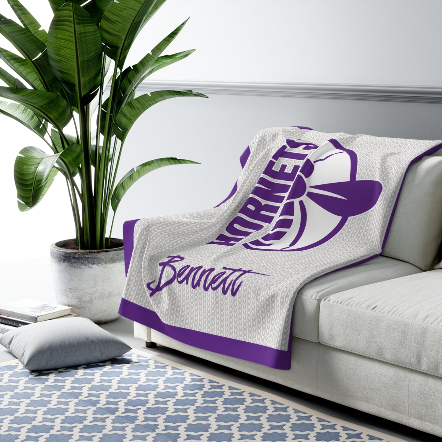 Hornets Sherpa Fleece Blanket (Customizable)