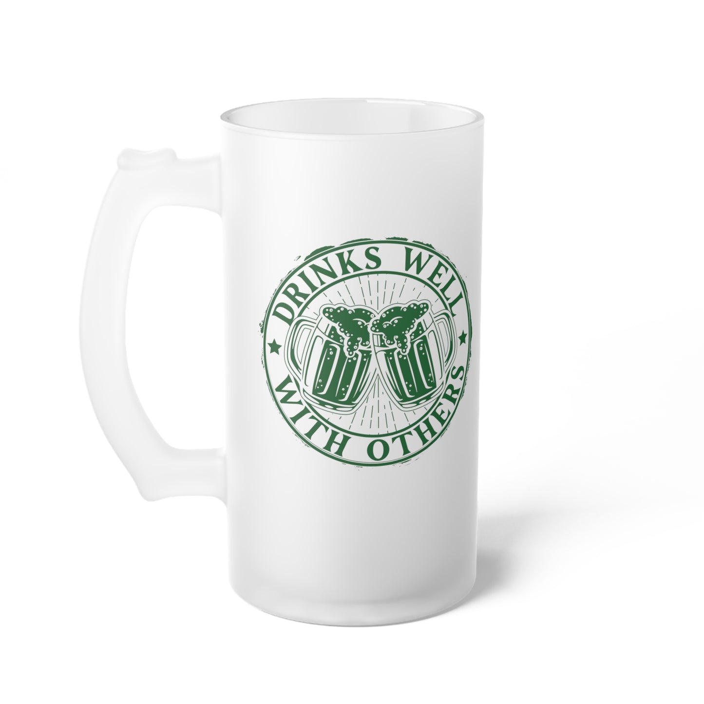 Drinks Well With Others Customizable St. Patrick's Day Lucky Frosted Beer Mug