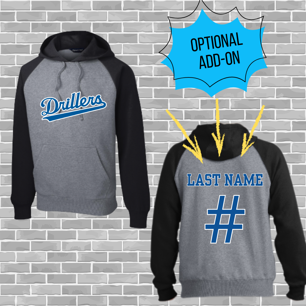 Drillers Adult Sport-Tek Raglan Colorblock Pullover Hooded Sweatshirt