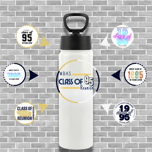 WBHS C/O '95 22oz. White Stainless Steel Water Bottle