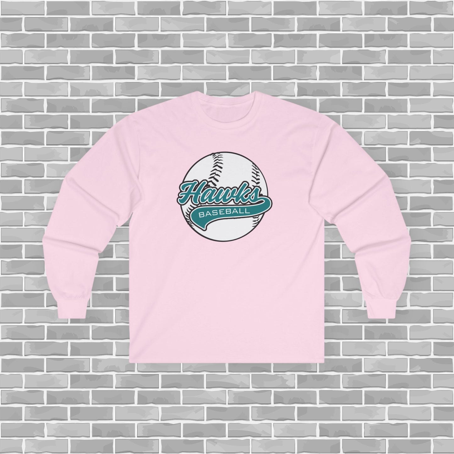 Hawks Baseball Adult Unisex Long Sleeve Tee (Customizable)