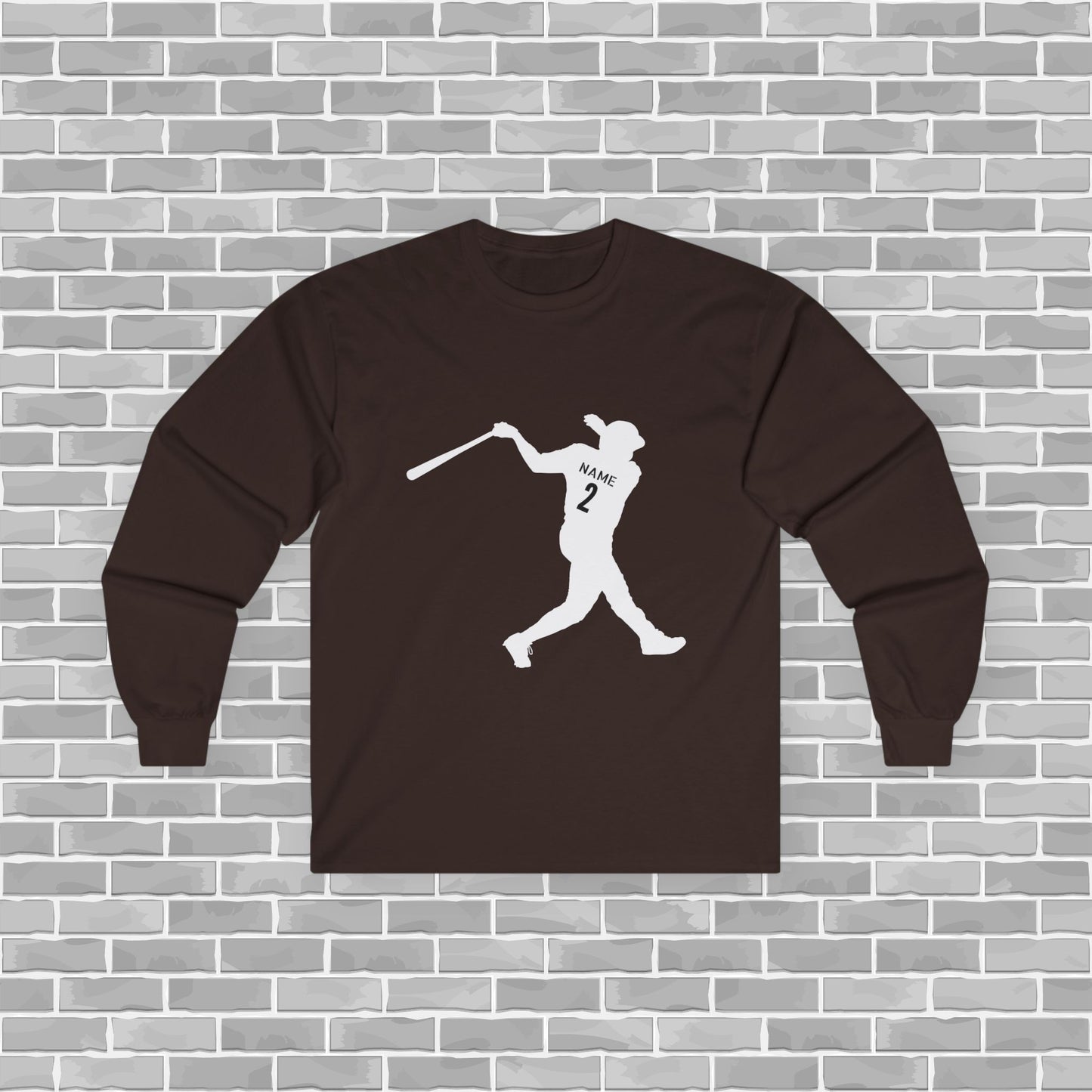 Baseball Player Adult Long Sleeve Tee (Customizable)