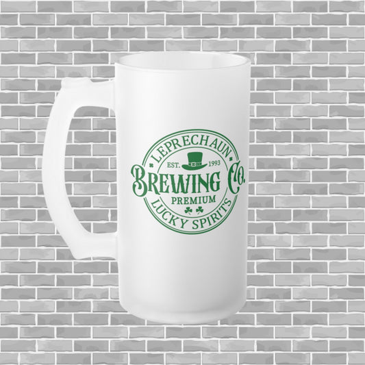 Leprechaun Brewing Company Customizable St. Patrick's Day Lucky Frosted Beer Mug