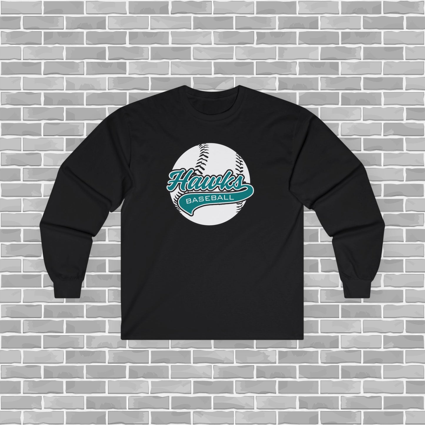 Hawks Baseball Adult Unisex Long Sleeve Tee (Customizable)