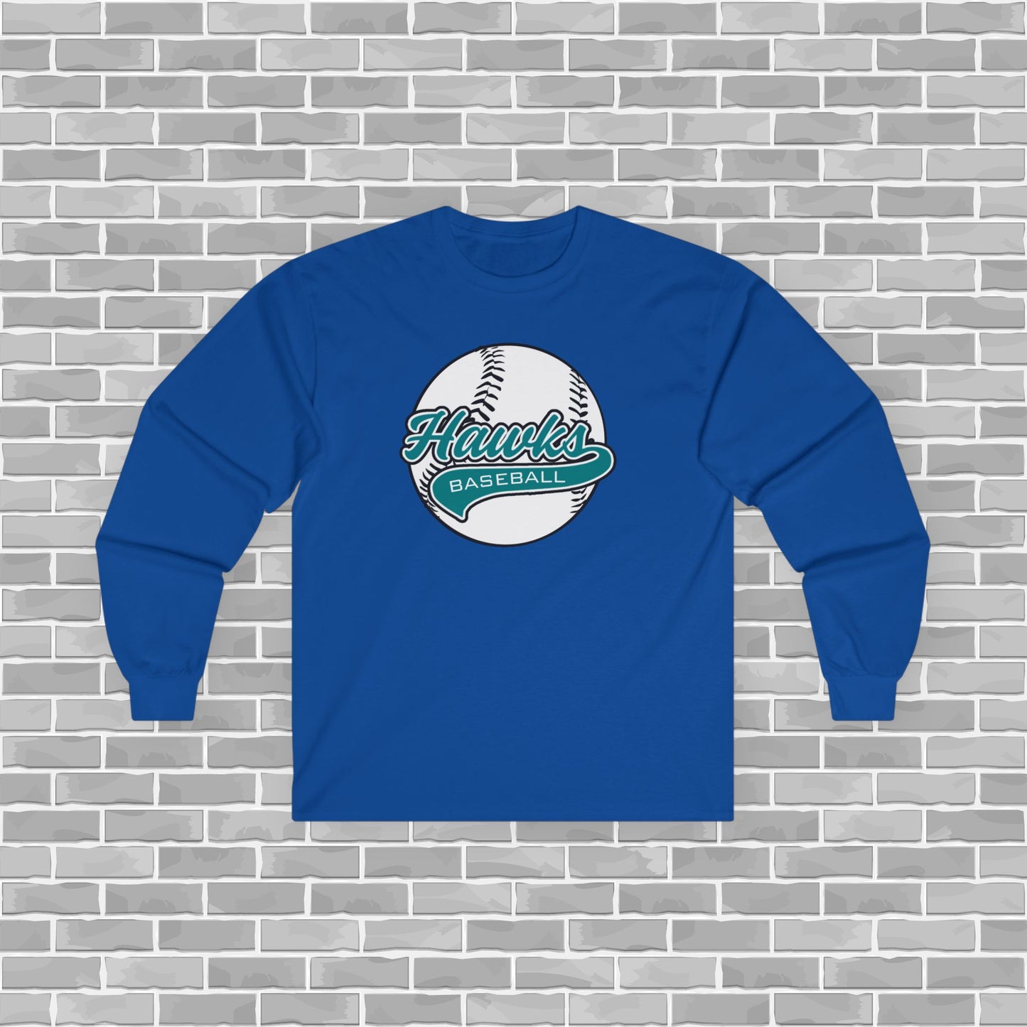 Hawks Baseball Adult Unisex Long Sleeve Tee (Customizable)