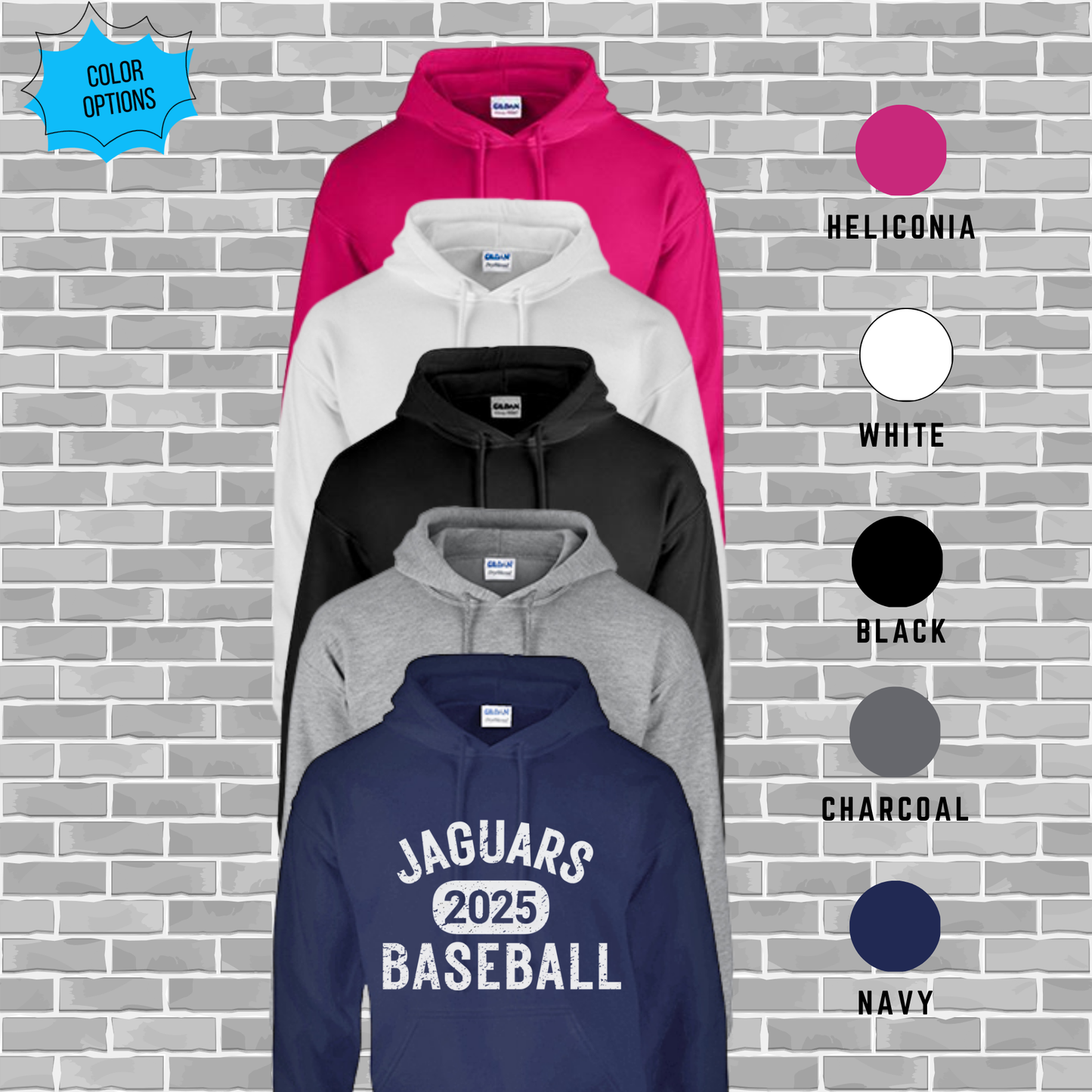 Jolliff Baseball Gildan G185 Adult Heavy Blend 8 oz 5050 Hooded Sweatshirt