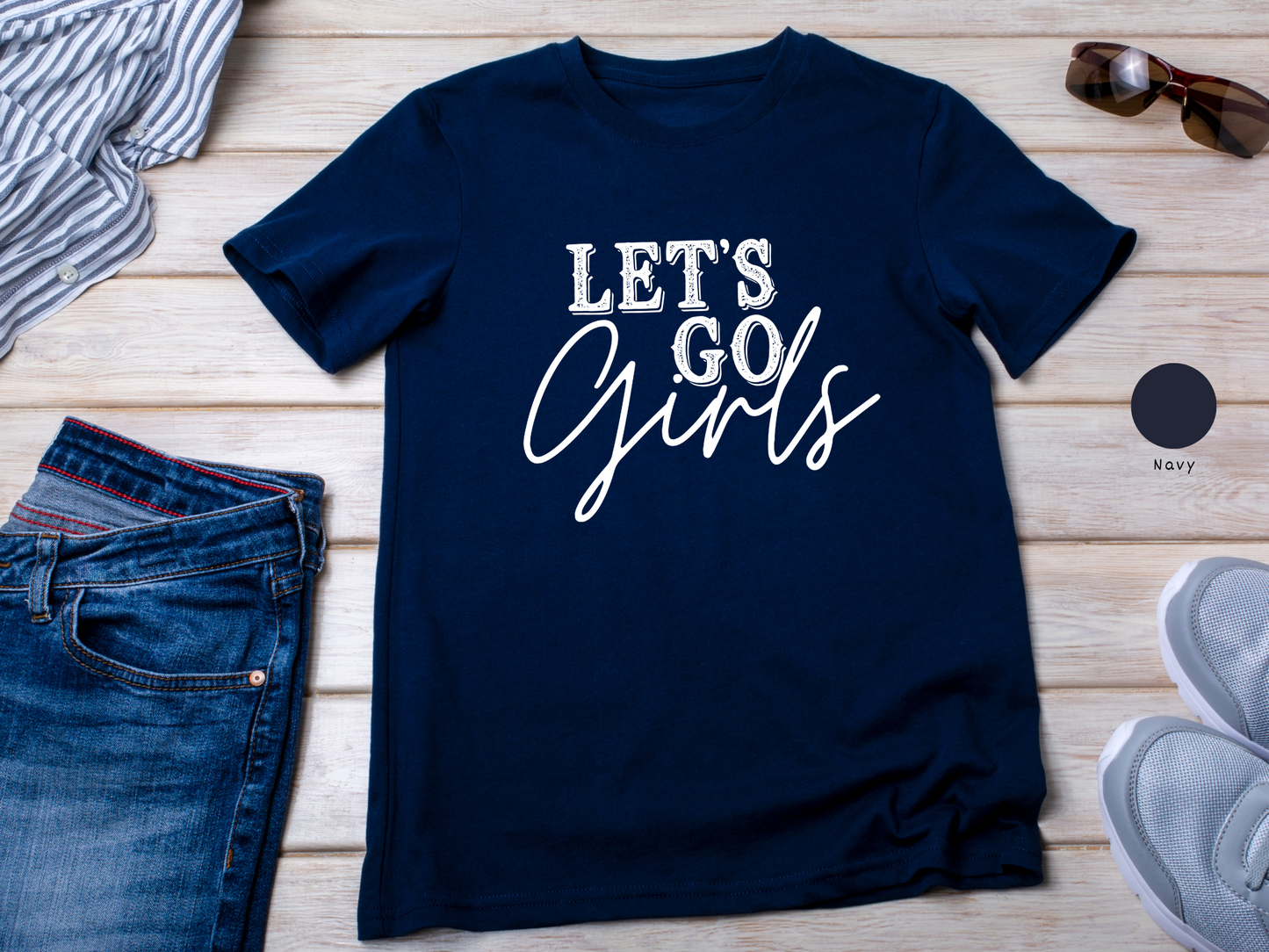 Let's Go Girls Bachelorette Party Tee (White Design/Darker Shirt Colors)